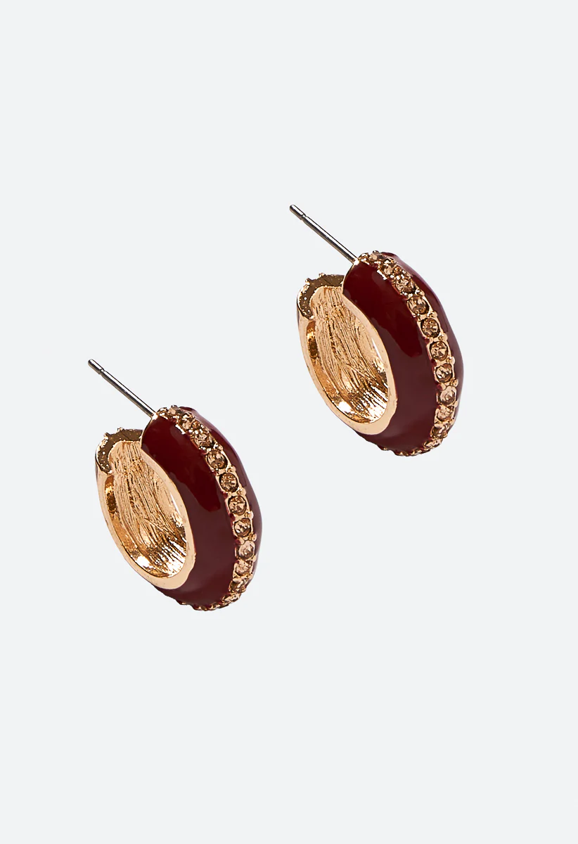 Rayna Glass Sypne Set Enamel Hoop Earrings