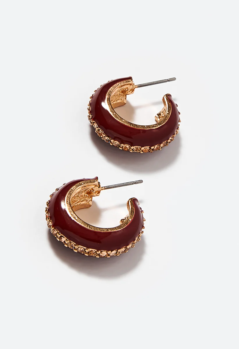 Rayna Glass Sypne Set Enamel Hoop Earrings - Image 3