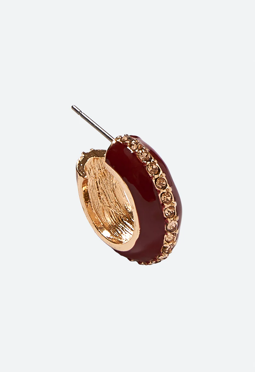 Rayna Glass Sypne Set Enamel Hoop Earrings - Image 4