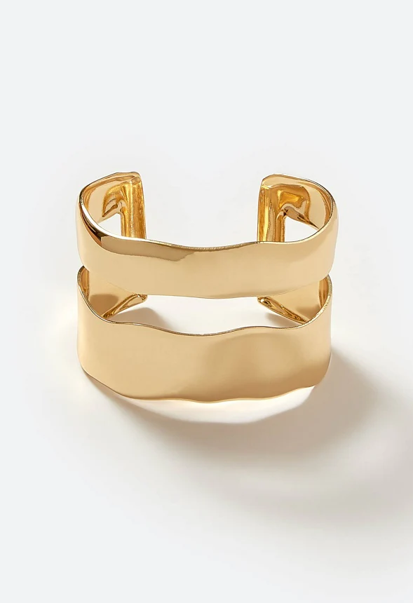 Rea Adjustable Smooth Metal Wave Effect Cuff - Image 2