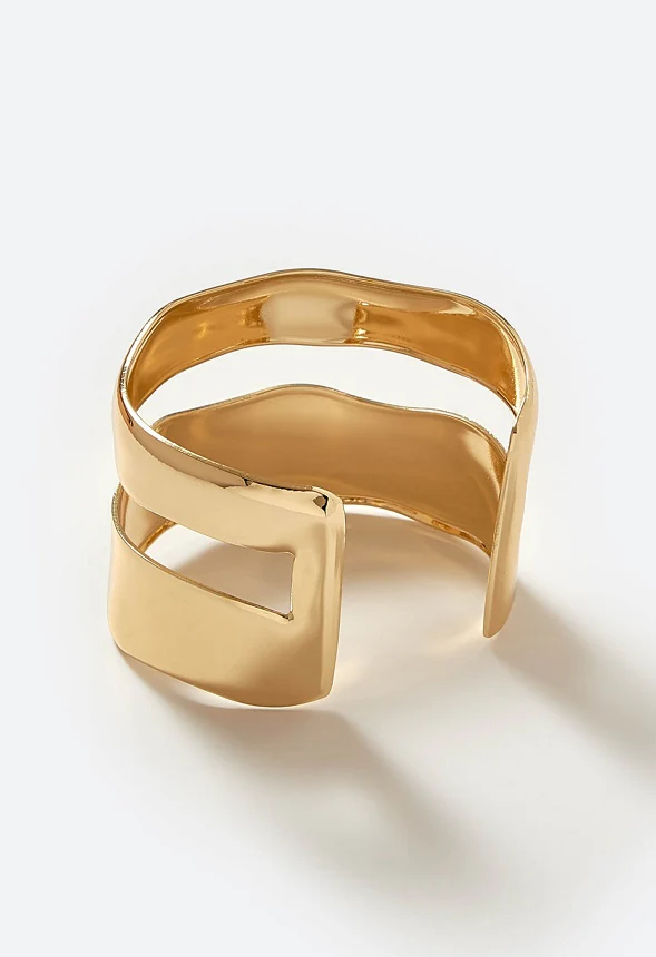 Rea Adjustable Smooth Metal Wave Effect Cuff - Image 3