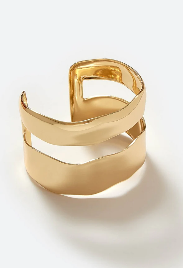Rea Adjustable Smooth Metal Wave Effect Cuff - Image 4