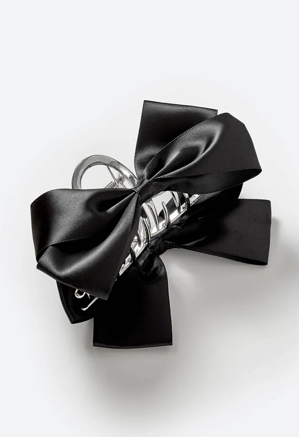 Rei Satin Fabric Bow On Metal Hair Claw - Image 3