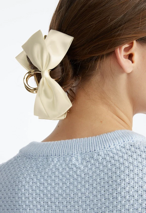 Rei Satin Fabric Bow On Metal Hair Claw