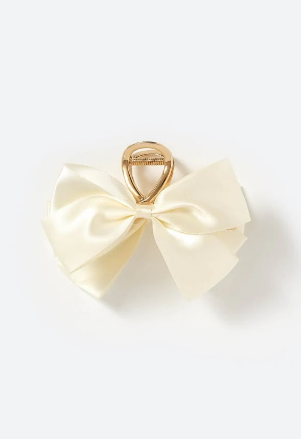Rei Satin Fabric Bow On Metal Hair Claw - Image 2