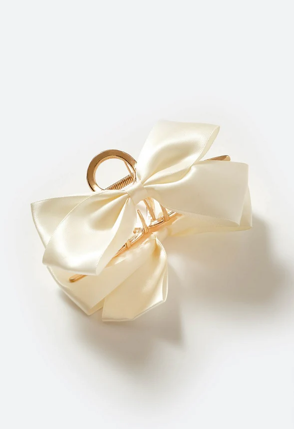 Rei Satin Fabric Bow On Metal Hair Claw - Image 3
