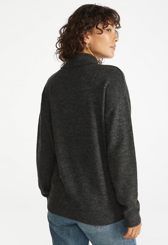 Relaxed Polo Henley Sweater - Image 2