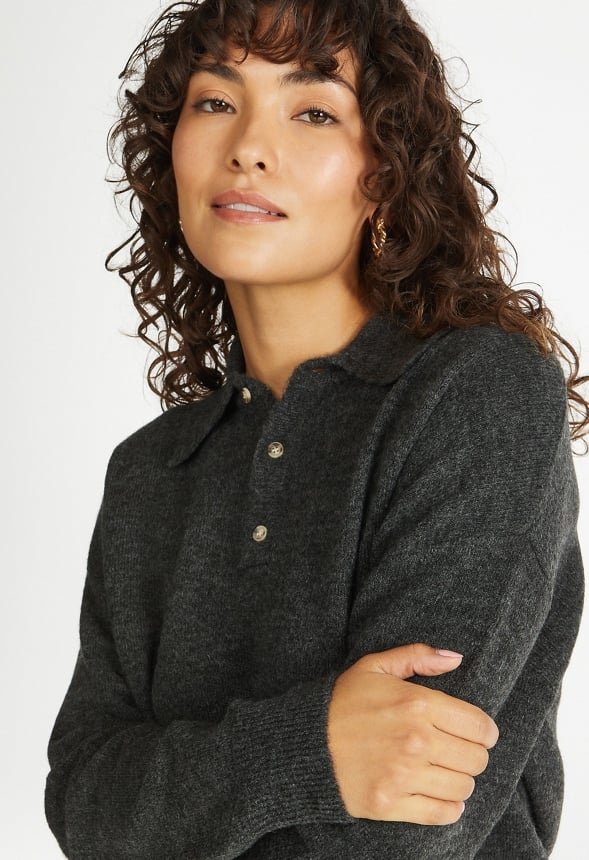 Relaxed Polo Henley Sweater - Image 3