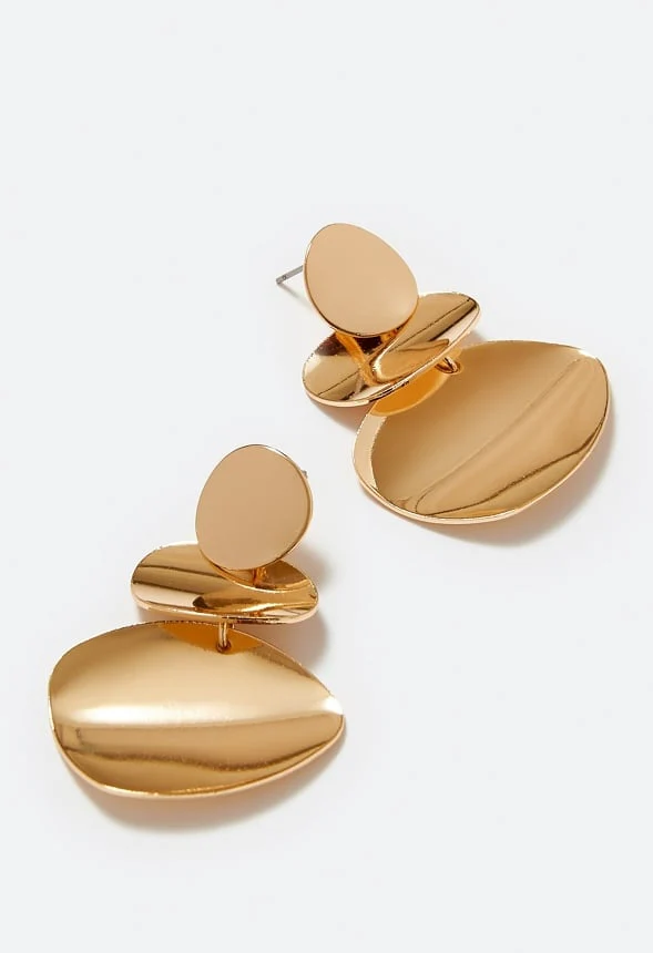 Remi Boho Smooth Metal Drop Earrings - Image 3