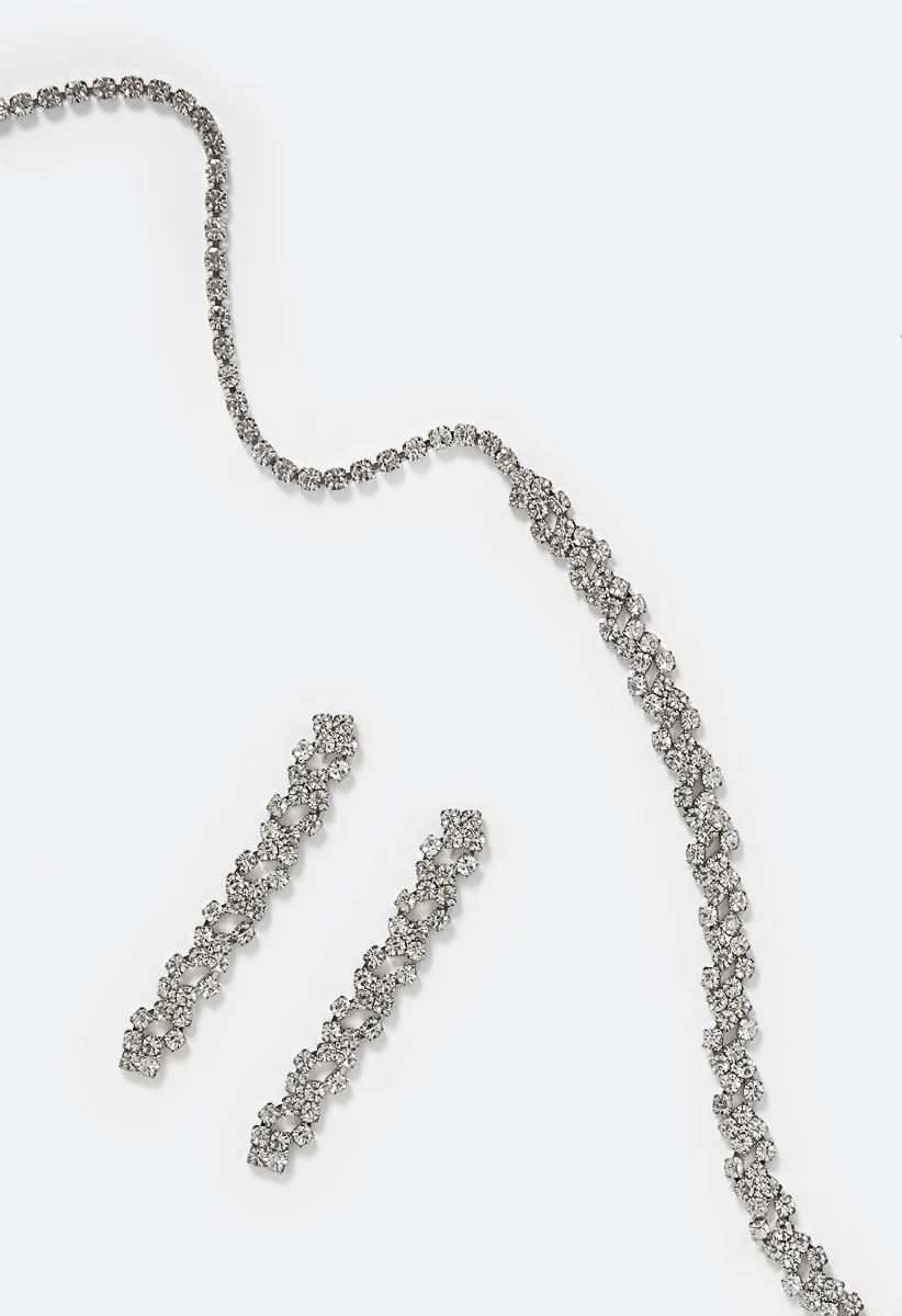 Remi Delicate Glass Stone Set Drop Earring And Necklace Set - Image 4