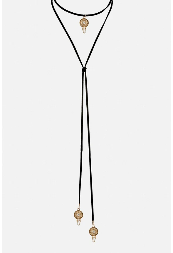 Remi Faux Leather Lariat Necklace With Western Motifs - Image 2