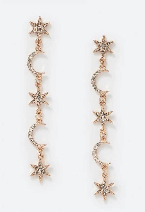 Remy Glass Stone Set Celestial Charm Drop Earrings - Image 2