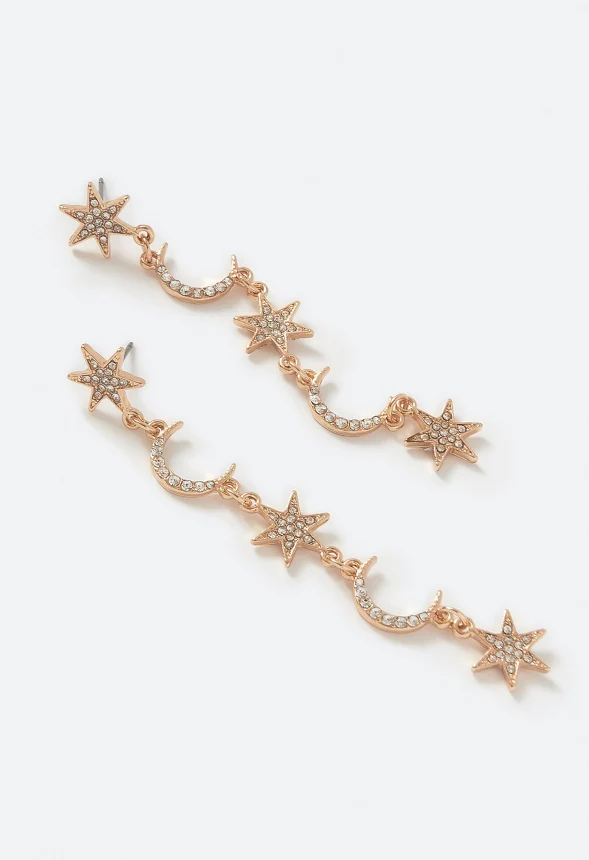 Remy Glass Stone Set Celestial Charm Drop Earrings - Image 3