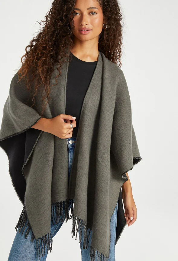Reversible Frayed Ruana - Image 2