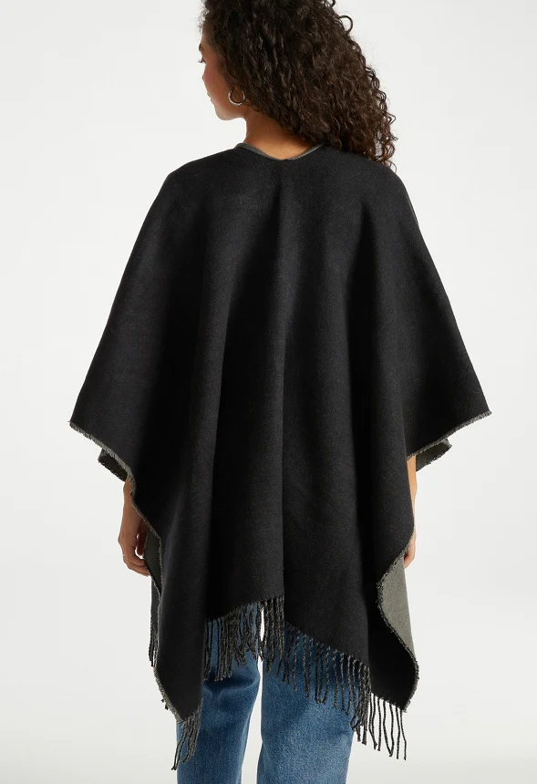Reversible Frayed Ruana - Image 3