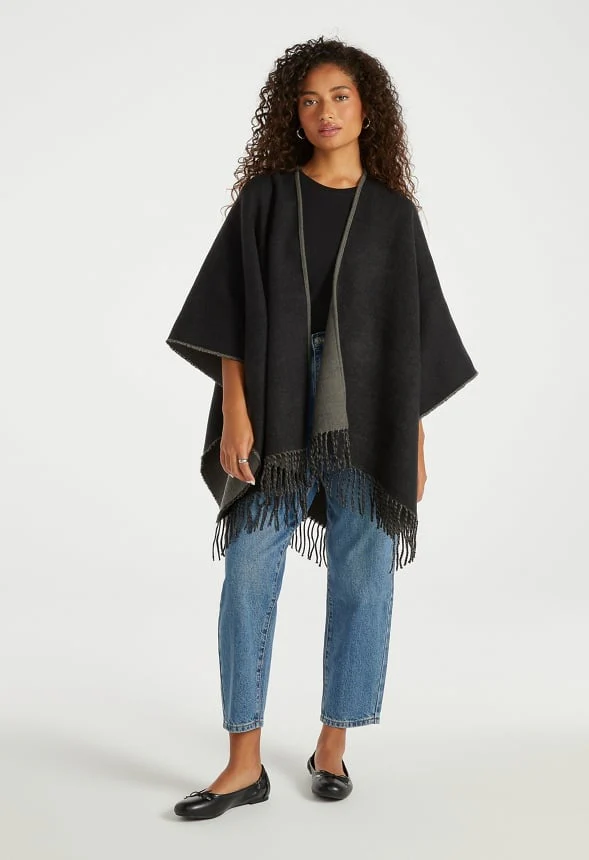 Reversible Frayed Ruana - Image 4