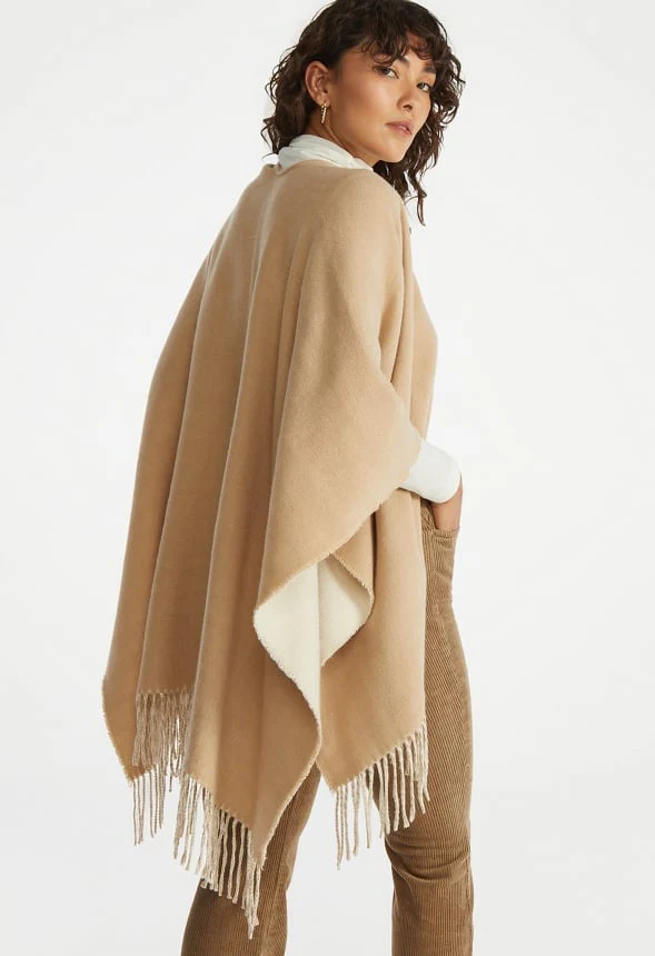 Reversible Frayed Ruana - Image 4