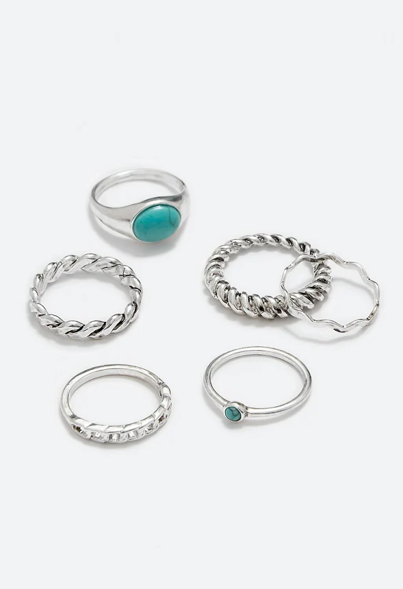 Reyna Semi Precious Mixed Ring Stack - Image 3