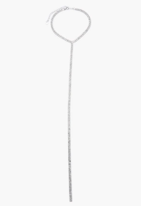 Rhinestone Choker Lariat Necklace - Image 2
