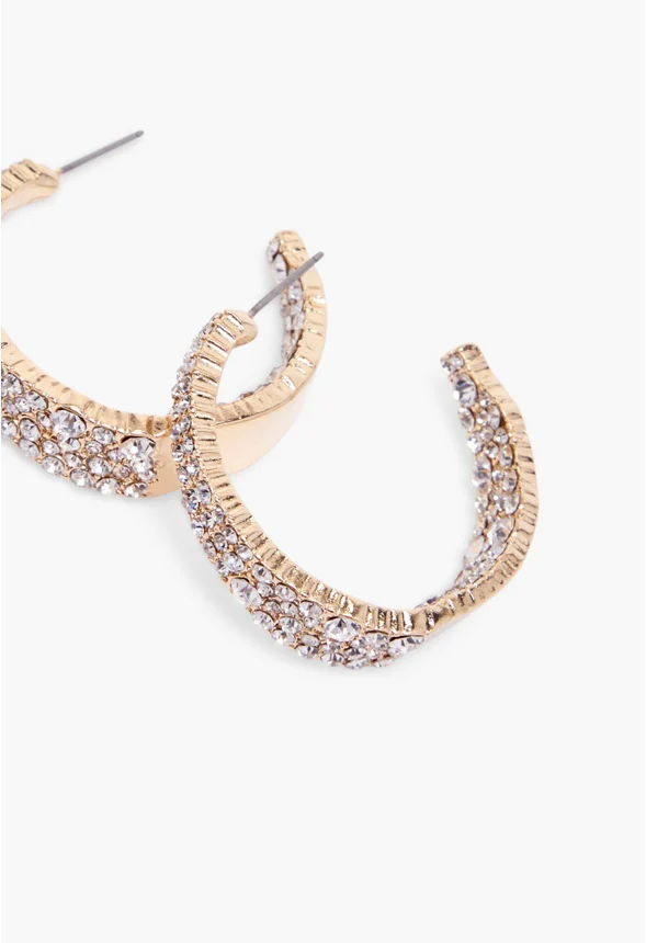 Rhinestone Cluster Hoop Earrings - Image 2