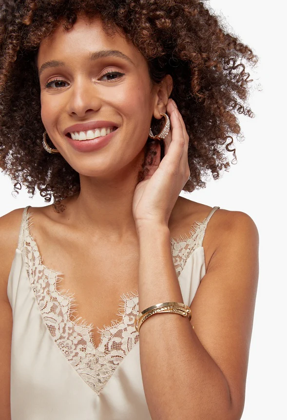 Rhinestone Cluster Hoop Earrings - Image 3