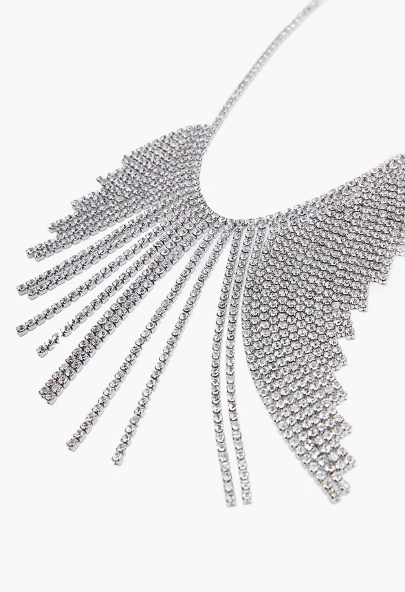 Rhinestone Fringe Necklace - Image 2