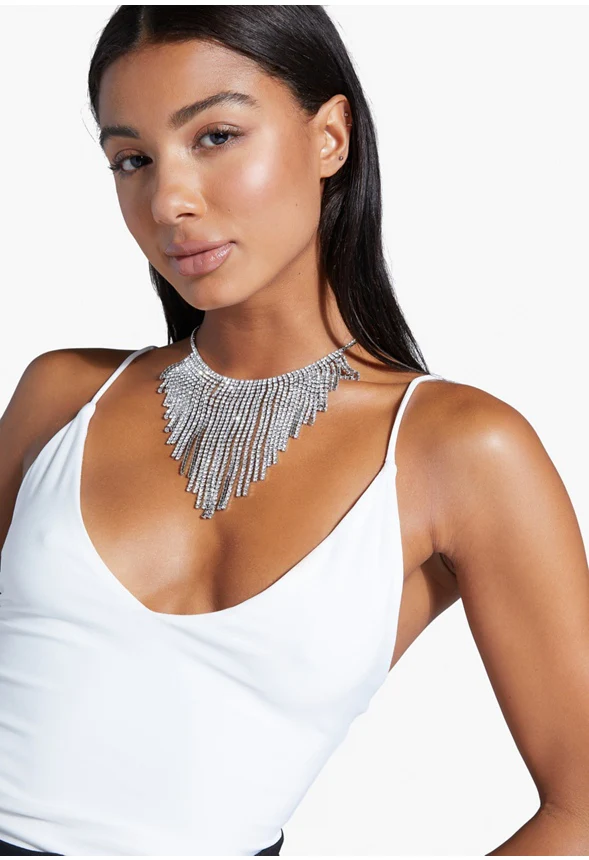 Rhinestone Fringe Necklace - Image 3