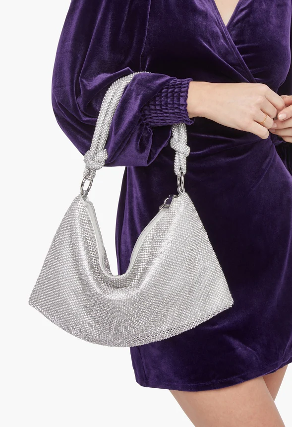 Rhinestone Mesh Shoulder Bag - Image 3