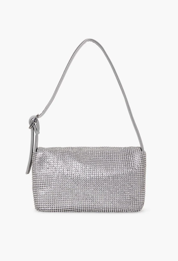 Rhinestone Mesh Shoulder Bag With Buckle Strap - Image 2