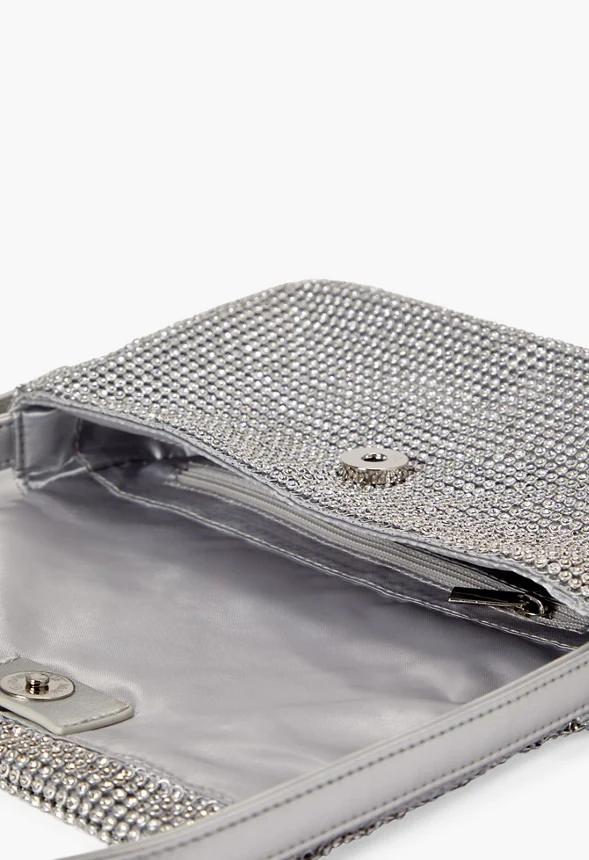 Rhinestone Mesh Shoulder Bag With Buckle Strap - Image 5