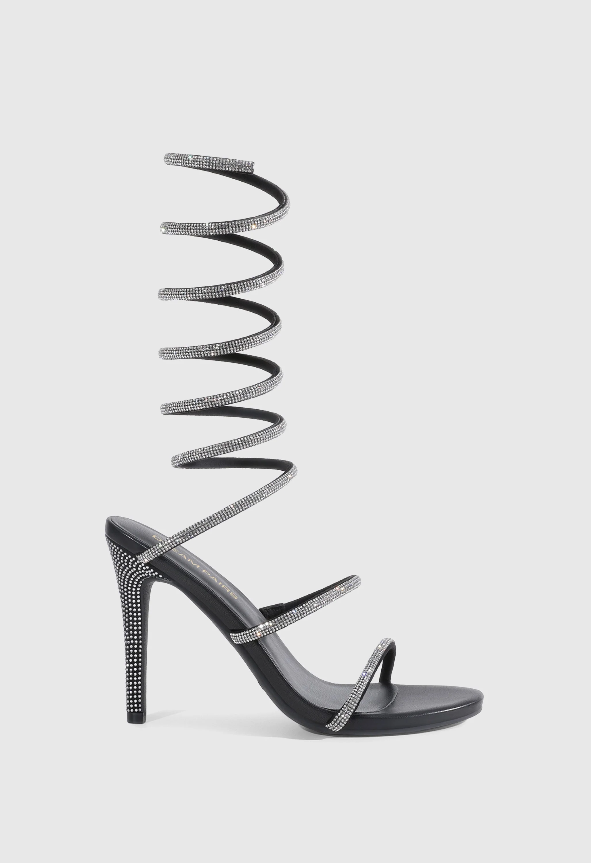 Rhinestone Spiral Wrap Heel Sandals - Image 2