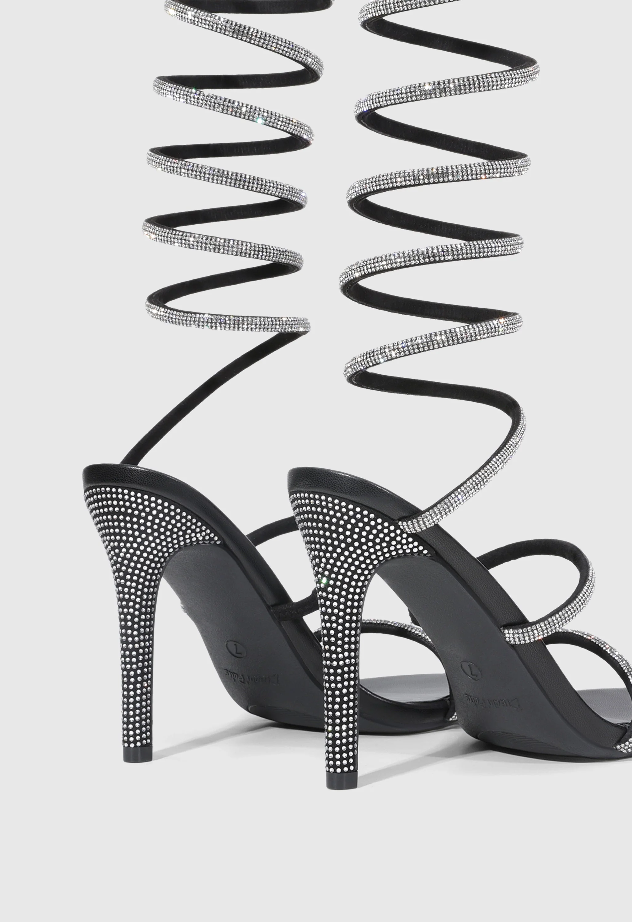 Rhinestone Spiral Wrap Heel Sandals - Image 4