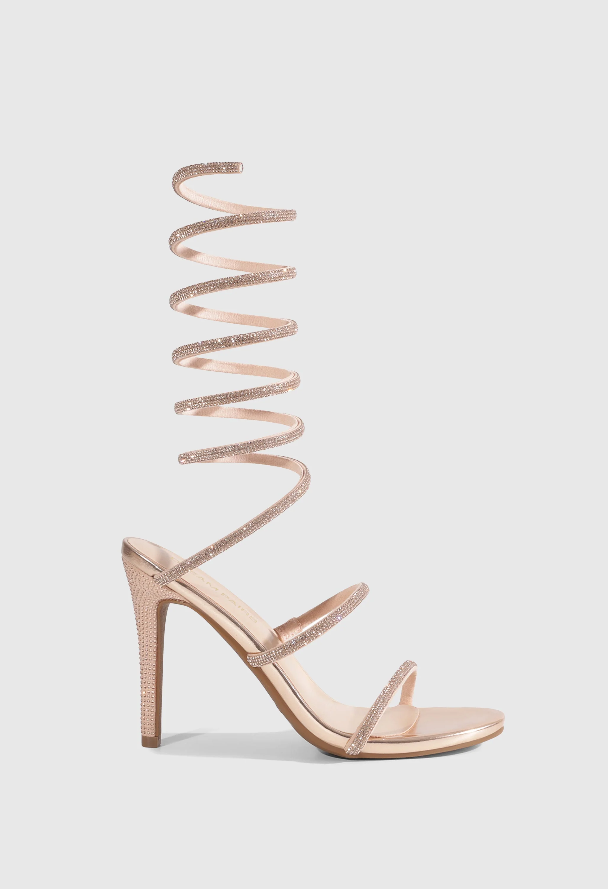 Rhinestone Spiral Wrap Heel Sandals - Image 3