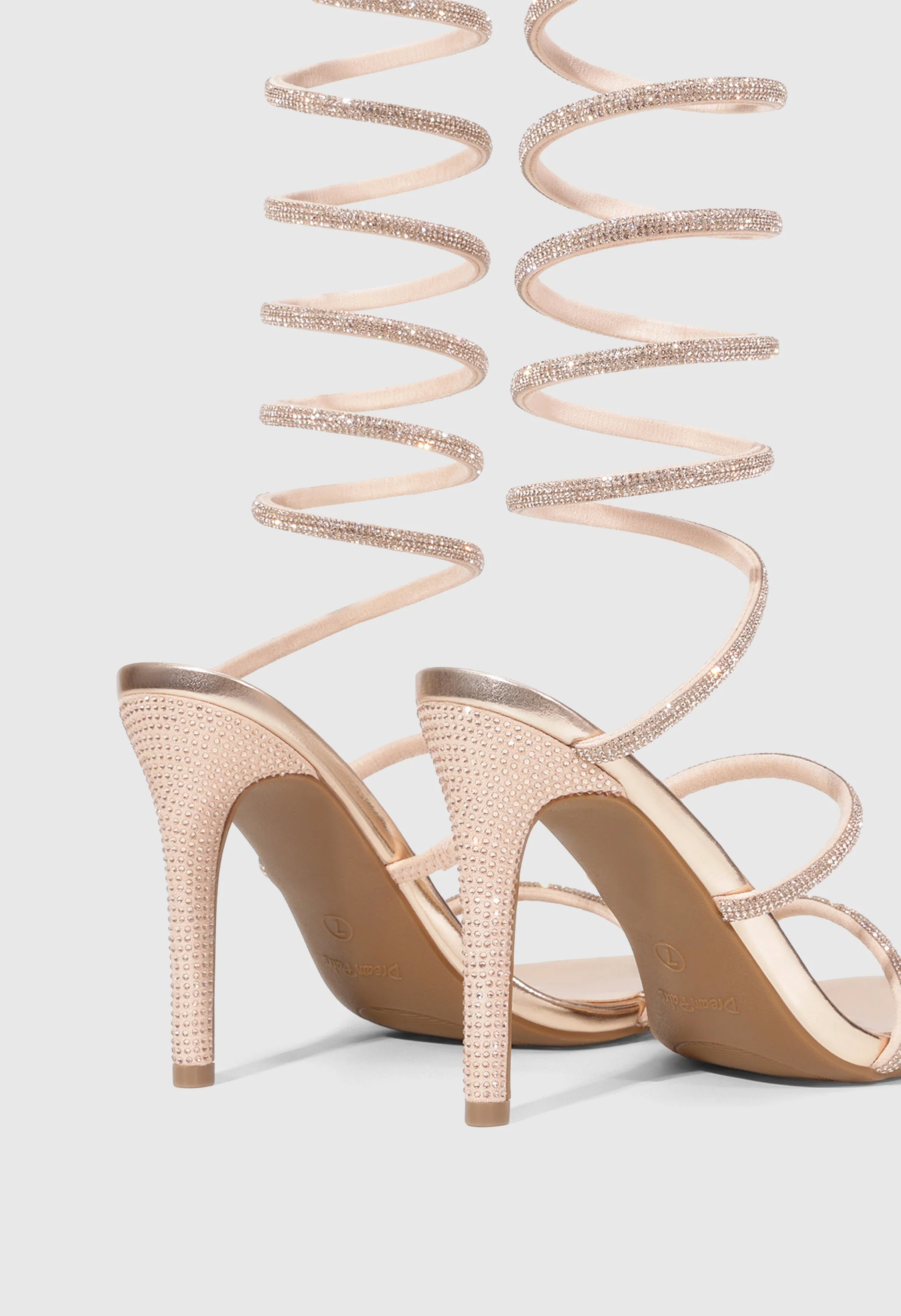 Rhinestone Spiral Wrap Heel Sandals - Image 5