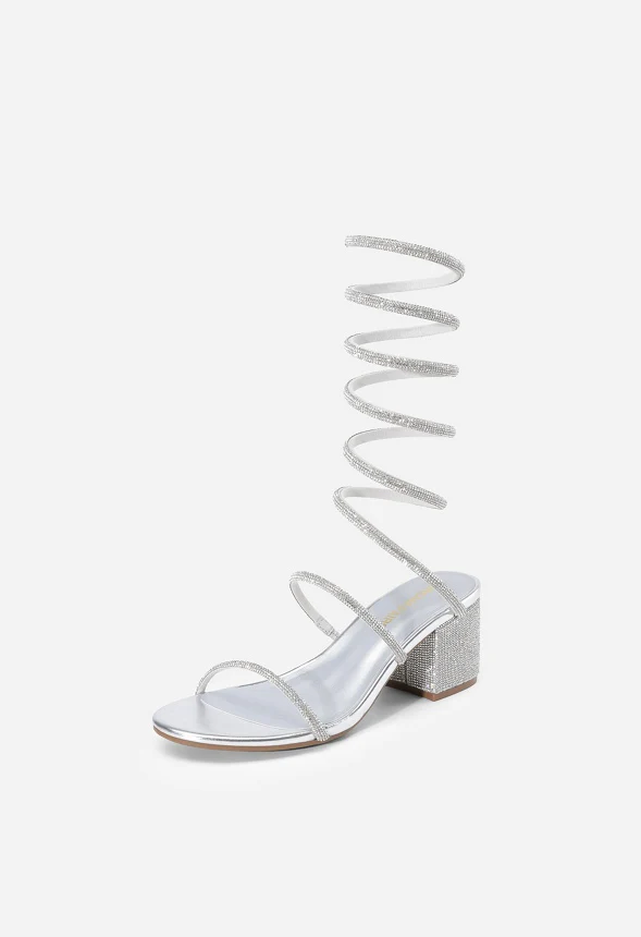 Rhinestone Strappy Chunky Sandals - Image 2