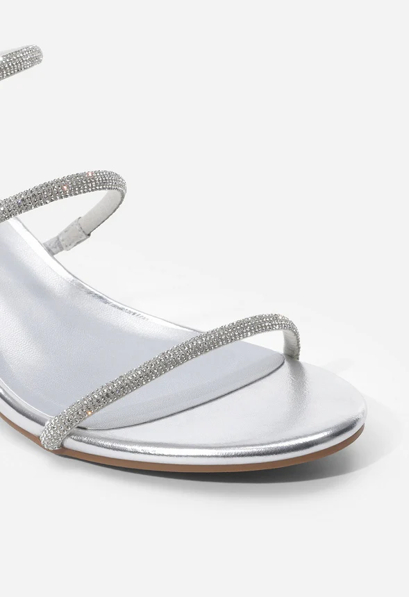 Rhinestone Strappy Chunky Sandals - Image 3