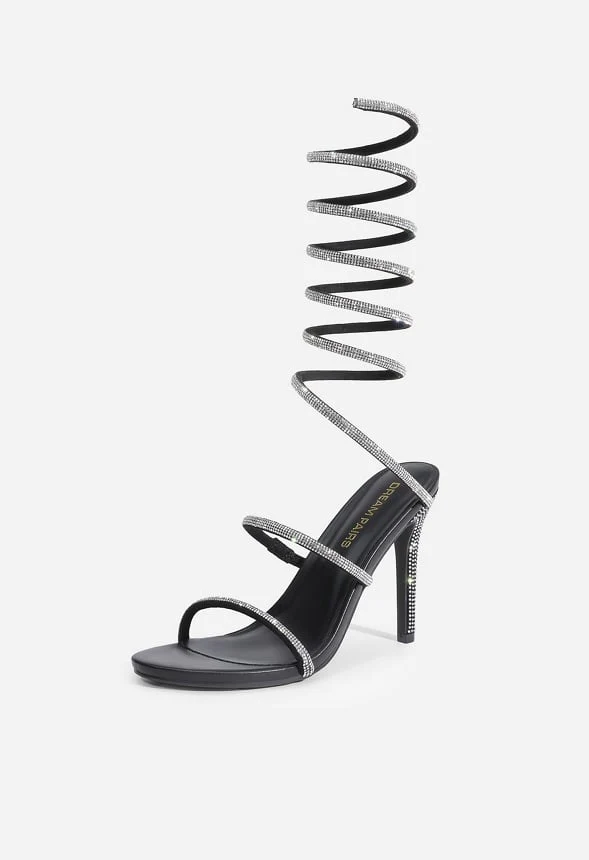 Rhinestone Strappy Heel Sandals - Image 3
