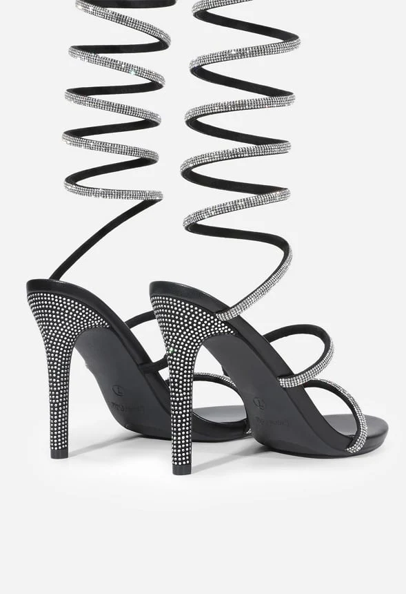 Rhinestone Strappy Heel Sandals - Image 5