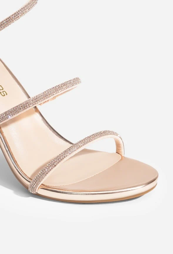 Rhinestone Strappy Heel Sandals - Image 5
