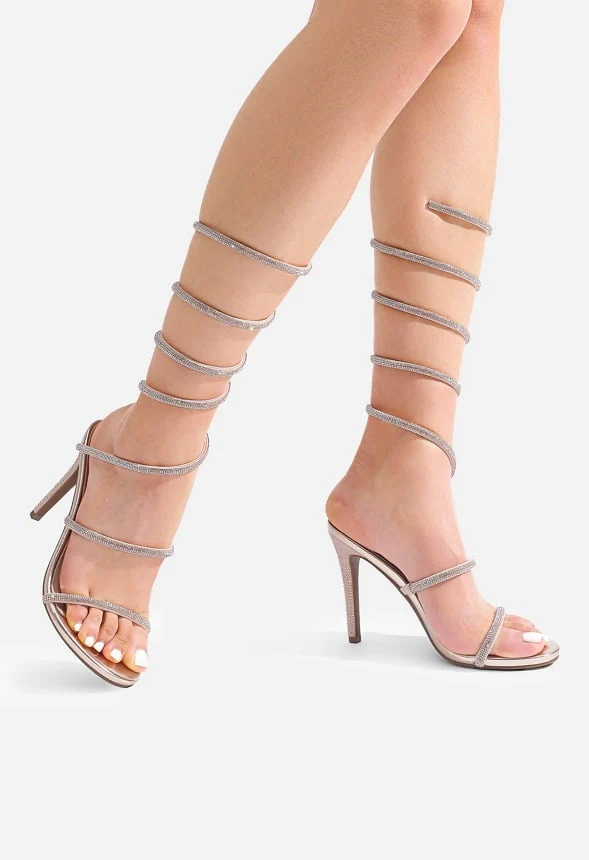 Rhinestone Strappy Heel Sandals - Image 6