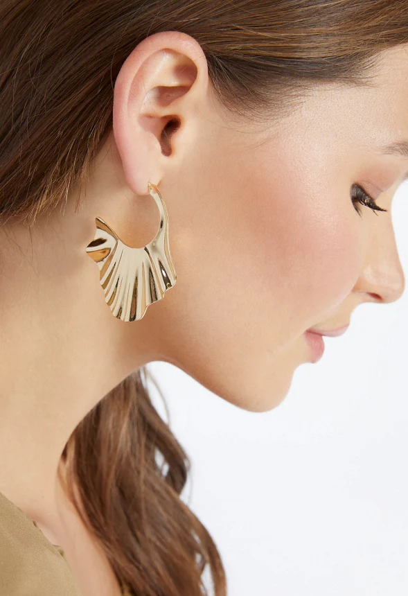 Ria Modern Boho Rippled Hoop Earrings - Image 2