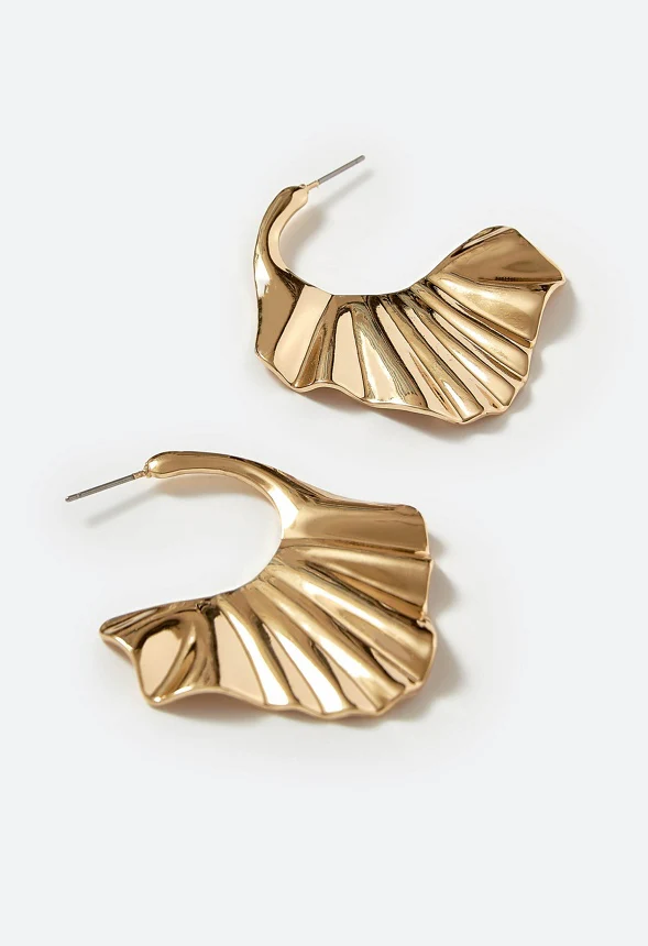 Ria Modern Boho Rippled Hoop Earrings - Image 3