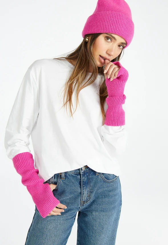 Rib Knit Arm Warmer - Image 4