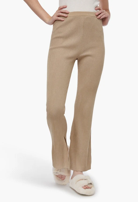 Rib Pants With Split Hem - Image 2