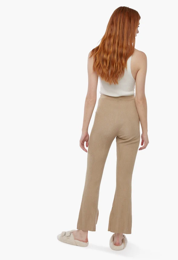 Rib Pants With Split Hem - Image 3