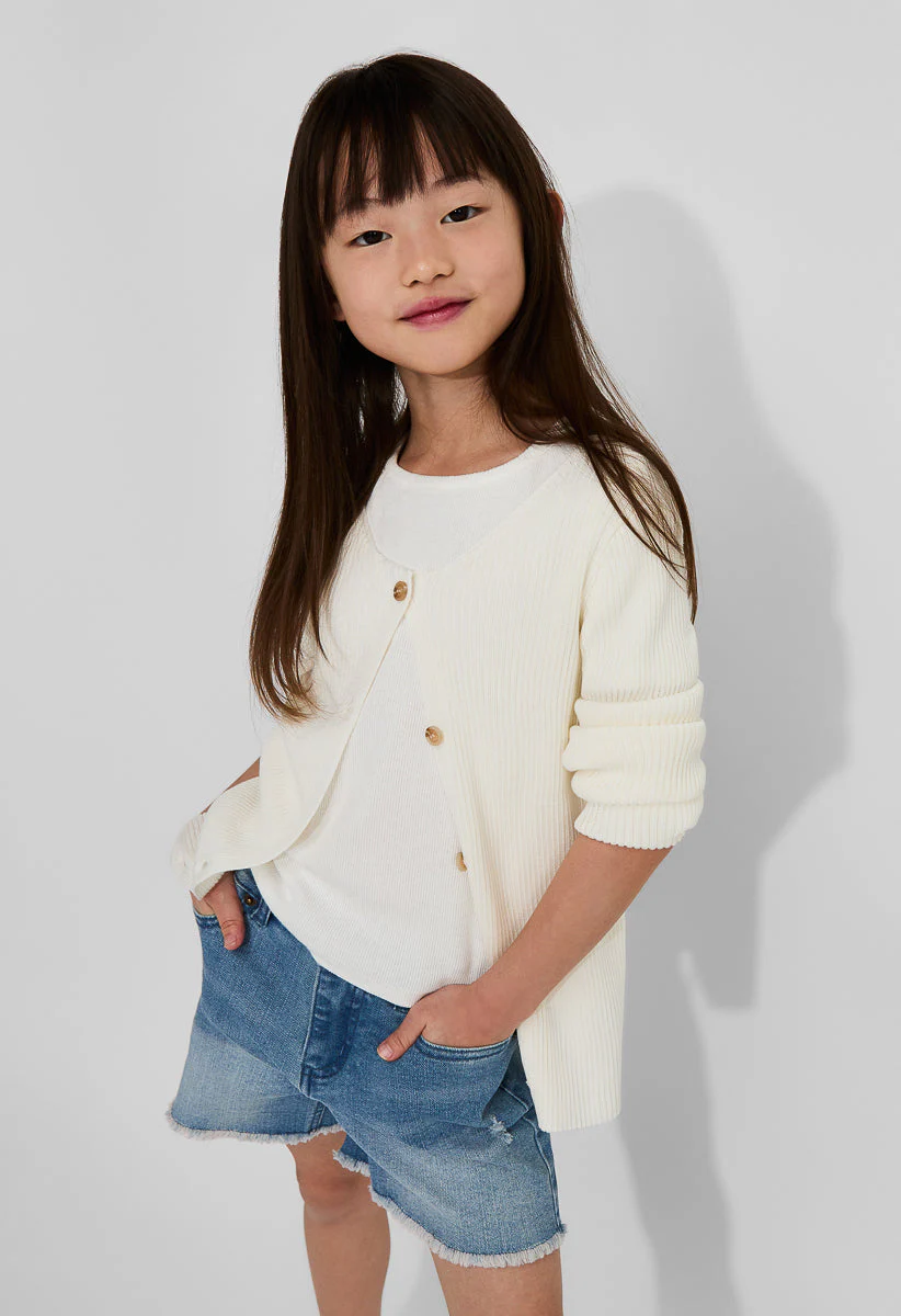 Ribbed Button Cardigan - Image 2