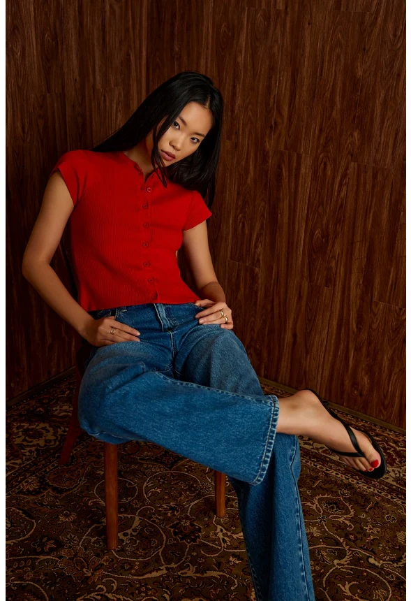 Ribbed Cardigan Top - Image 13