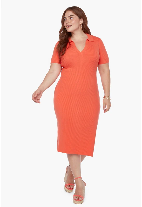 Ribbed Collar Dress - Image 2