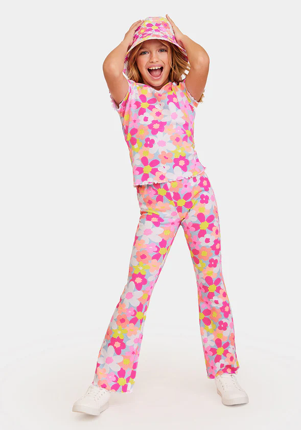 Ribbed Floral Flare Pants - Image 3
