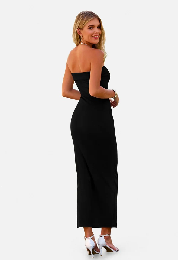 Ribbed Strapless Bodycon Maxi Tube Dress - Image 3